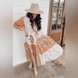 Free People Days of Ditzies Multicolor Patchwork Maxi Dress. 2 pieces. New. Smal